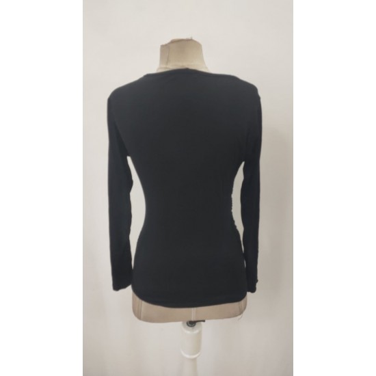 Kadın Uzun Kollu Kruvaze Yaka Yanlardan Büzgülü Viskon Bluz, 30569