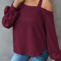 Kadın Uzun Kollu Tek Omuz Askı Detay Salaş Dalgıç Bluz, 30573 Kadın Uzun Kollu Tek Omuz Askı Detay Salaş Dalgıç Bluz, 30573