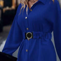 Kadın Uzun Kollu Yakalı önden Düğmeli Belden Kemerli Ithal Krep Bluz , 30582 Kadın Uzun Kollu Yakalı önden Düğmeli Belden Kemerli Ithal Krep Bluz , 30582