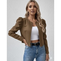 Kadın Uzun Kollu önden Fermuarlı Balon Kol Süet Ceket, 30588