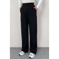 Kadın Yüksek Bel Cepli Cırt Kapama Janjan Krep Pantolon , 30594