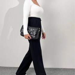 Kadın Yüksek Bel Cepli Cırt Kapama Janjan Krep Pantolon , 30594