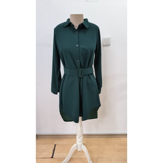 Kadın Uzun Kollu Yakalı Belden Kemerli Kıs Ithal Krep Elbise , 30605