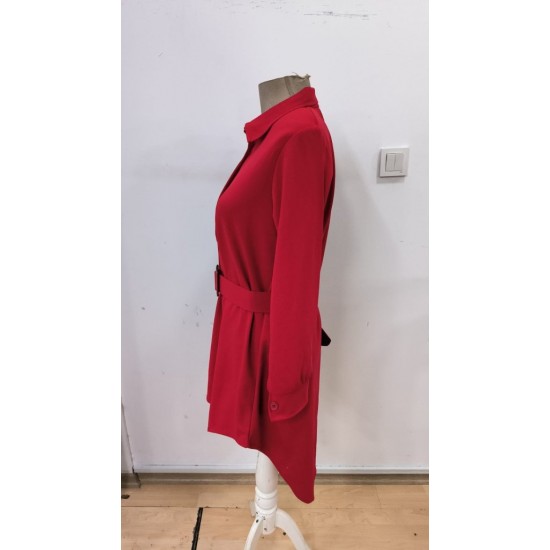 Kadın Uzun Kollu Yakalı Belden Kemerli Kıs Ithal Krep Elbise , 30604