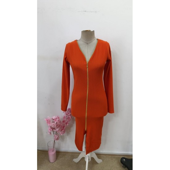 Kadın Uzun Kollu önden Fermuarlı Midi Ottoman Elbise, 30599