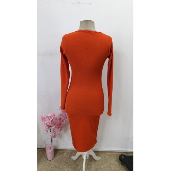 Kadın Uzun Kollu önden Fermuarlı Midi Ottoman Elbise, 30599