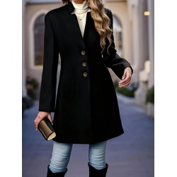 Kadın Uzun Kollu Hakim Yakalı önden Düğmeli Ithal Kaşe Astarsız Kısa Kaban, 30597