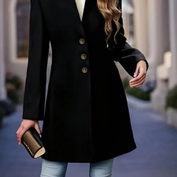 Kadın Uzun Kollu Hakim Yakalı önden Düğmeli Ithal Kaşe Astarsız Kısa Kaban, 30597