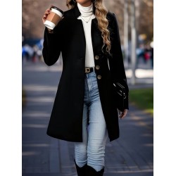 Kadın Uzun Kollu Hakim Yakalı önden Düğmeli Ithal Kaşe Astarsız Kısa Kaban, 30597