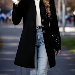 Kadın Uzun Kollu Hakim Yakalı önden Düğmeli Ithal Kaşe Astarsız Kısa Kaban, 30597