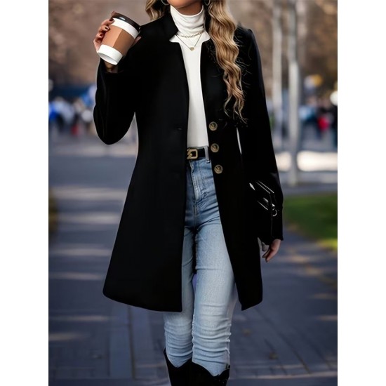 Kadın Uzun Kollu Hakim Yakalı önden Düğmeli Ithal Kaşe Astarsız Kısa Kaban, 30597