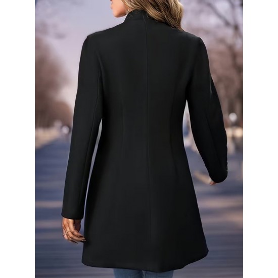 Kadın Uzun Kollu Hakim Yakalı önden Düğmeli Ithal Kaşe Astarsız Kısa Kaban, 30597