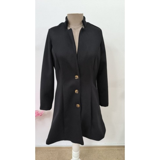 Kadın Uzun Kollu Hakim Yakalı önden Düğmeli Ithal Kaşe Astarsız Kısa Kaban, 30597