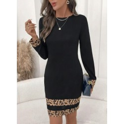 Kadın Uzun Kollu Bisiklet Yaka Mini Ithal Krep Elbise , 30615