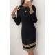 Kadın Uzun Kollu Bisiklet Yaka Mini Ithal Krep Elbise , 30615