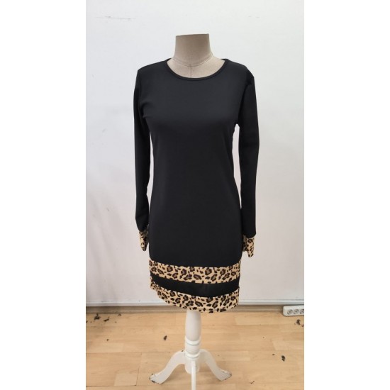 Kadın Uzun Kollu Bisiklet Yaka Mini Ithal Krep Elbise , 30615