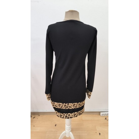 Kadın Uzun Kollu Bisiklet Yaka Mini Ithal Krep Elbise , 30615