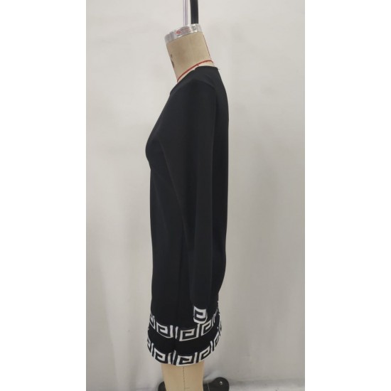 Kadın Uzun Kollu Bisiklet Yaka Mini Ithal Krep Elbise , 30614