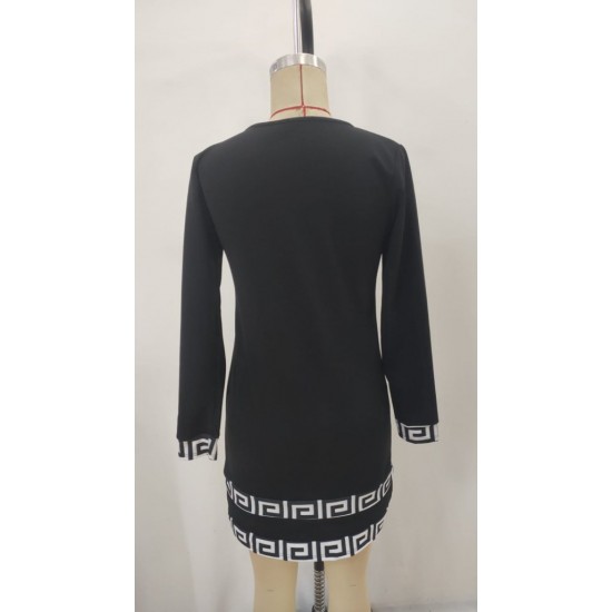 Kadın Uzun Kollu Bisiklet Yaka Mini Ithal Krep Elbise , 30614