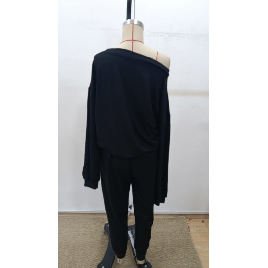 Kadın Uzun Kollu V Yakalı Desenli Viskon Iki Iplik Bluz Ve Pantolon Ikili Takım , 30616