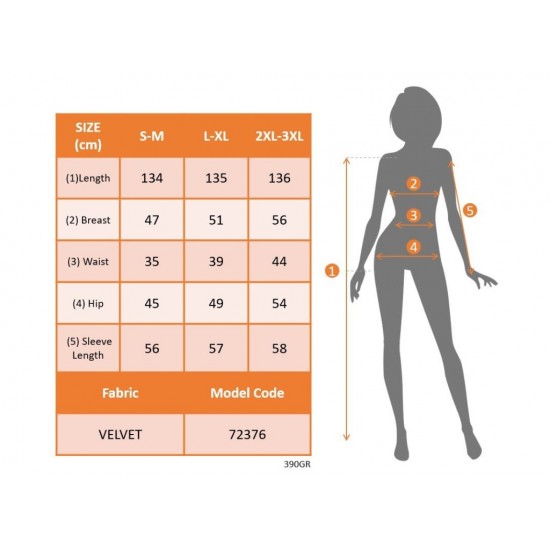 Kadı Uzun Kollu Omuzdan Büzgülü Yandan Taş Detaylı Uzun Kadife Elbise , 30619