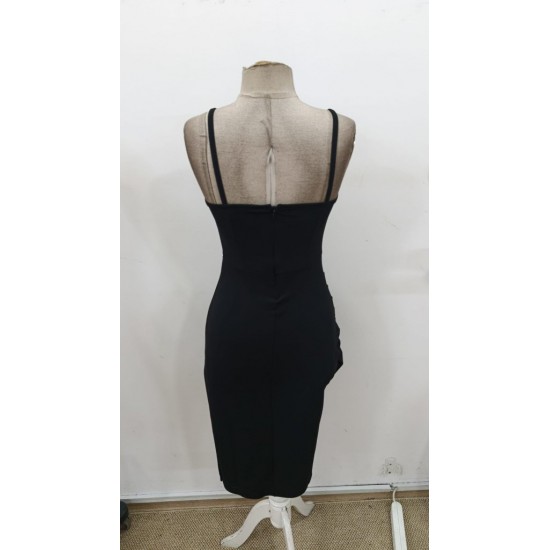 Kadın Ip Askılı Kare Yakalı önden Asimetrik Detaylı Mini Janjan Krep Elbise , 30625 Kadın Ip Askılı Kare Yakalı önden Asimetrik Detaylı Mini Janjan Krep Elbise , 30625