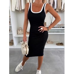 Kadın Askılı Yuvarlak Yaka Midi Kaşkorse Elbise , 30639