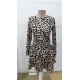 Kadın Uzun Kollu Balıkçı Yaka Fırfırlı Leopar Desenli Modal Elbise , 30638