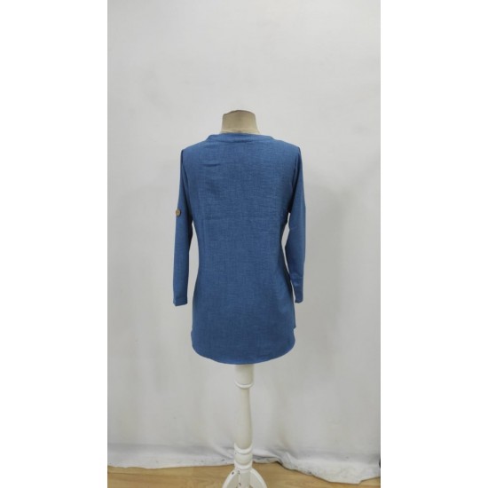 Kadın Truvakar Kol V Yakalı Keten Bluz, 30654