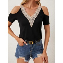 Kadın Omuzlardan Açık V Yakalı Viskon Bluz, 30652 Kadın Omuzlardan Açık V Yakalı Viskon Bluz, 30652