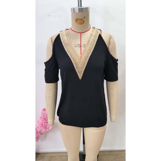 Kadın Omuzlardan Açık V Yakalı Viskon Bluz, 30652