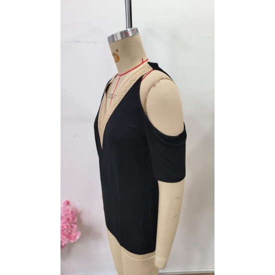 Kadın Omuzlardan Açık V Yakalı Viskon Bluz, 30652