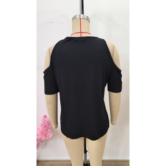 Kadın Omuzlardan Açık V Yakalı Viskon Bluz, 30652