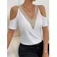 Kadın Omuzlardan Açık V Yakalı Viskon Bluz, 30651