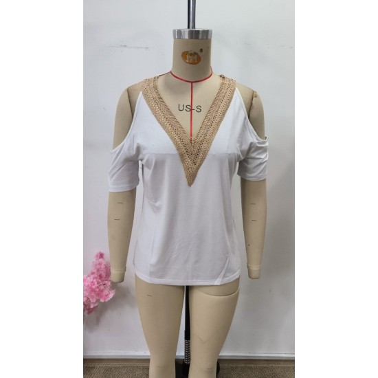 Kadın Omuzlardan Açık V Yakalı Viskon Bluz, 30651