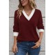 Kadın Uzun Kollu V Yakalı Waffle Bluz, 30649 Kadın Uzun Kollu V Yakalı Waffle Bluz, 30649