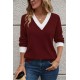 Kadın Uzun Kollu V Yakalı Waffle Bluz, 30649 Kadın Uzun Kollu V Yakalı Waffle Bluz, 30649