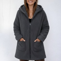 Kadın Uzun Kollu Kapşonlu önden Fermuarlı Cepli Welsoft Ceket, 30645