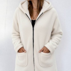 Kadın Uzun Kollu Kapşonlu önden Fermuarlı Cepli Welsoft Ceket, 30644