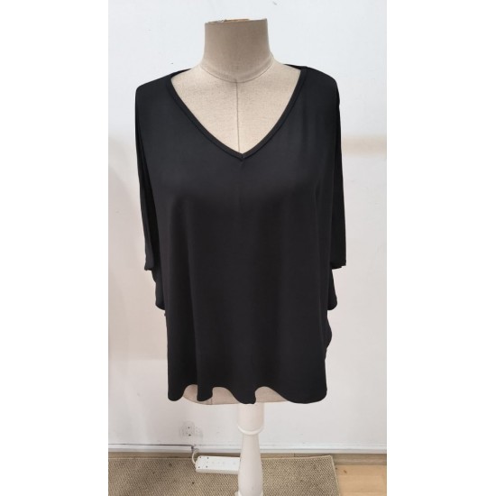 Kadın Kısa Kollu V Yakalı Salaş Viskon Bluz , 30643