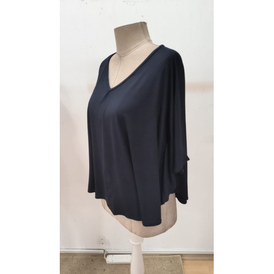 Kadın Kısa Kollu V Yakalı Salaş Viskon Bluz , 30641