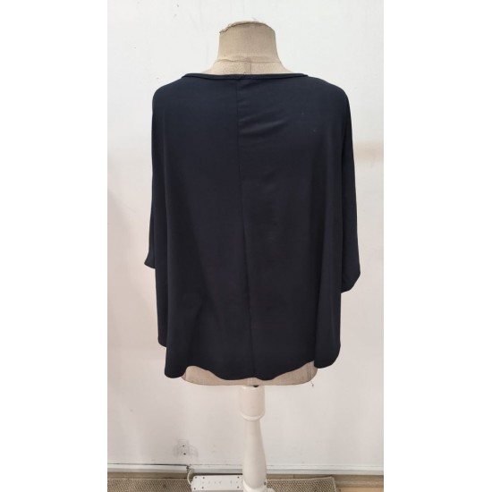 Kadın Kısa Kollu V Yakalı Salaş Viskon Bluz , 30641