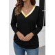 Kadın Uzun Kollu V Parlak Yaka Detaylı Viskon Bluz , 30663