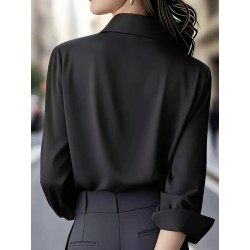 Kadın Uzun Kollu Yakalı Trikoton Gömlek, 30662