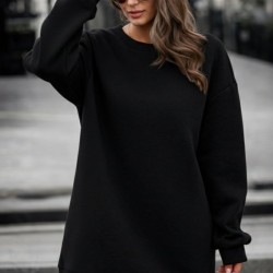 Kadın Uzun Kollu Bisiklet Yaka Iki Iplik Elbise , 30658