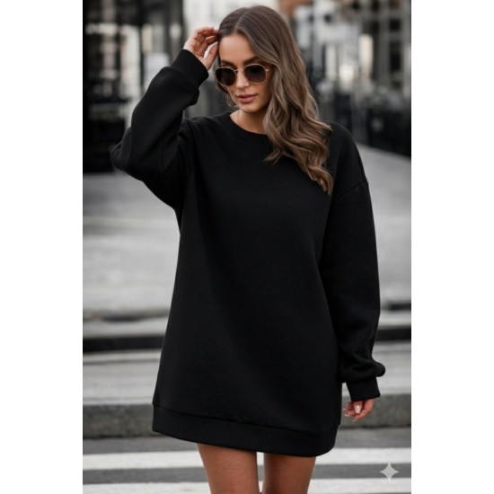 Kadın Uzun Kollu Bisiklet Yaka Iki Iplik Elbise , 30658