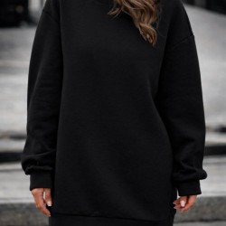 Kadın Uzun Kollu Bisiklet Yaka Iki Iplik Elbise , 30658