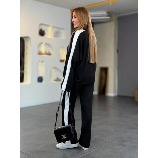 Kadın Uzun Kollu Yakadan Fermuarlı Viskon Iki Iplik Bluz Ve Pantolon Ikili Takım , 30657