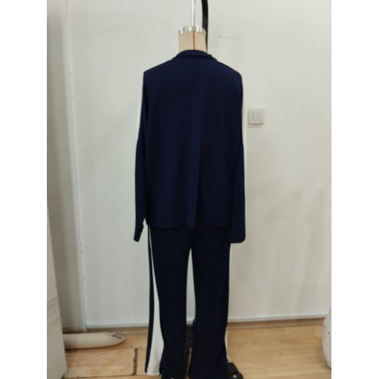 Kadın Uzun Kollu Yakadan Fermuarlı Viskon Iki Iplik Bluz Ve Pantolon Ikili Takım , 30657