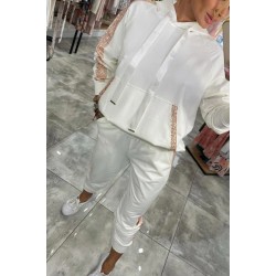 Kadın Uzun Kollu Kapşonlu Pulpayet Detay Viskon Iki Iplik Bluz Ve Pantolon Ikili Takım , 30668